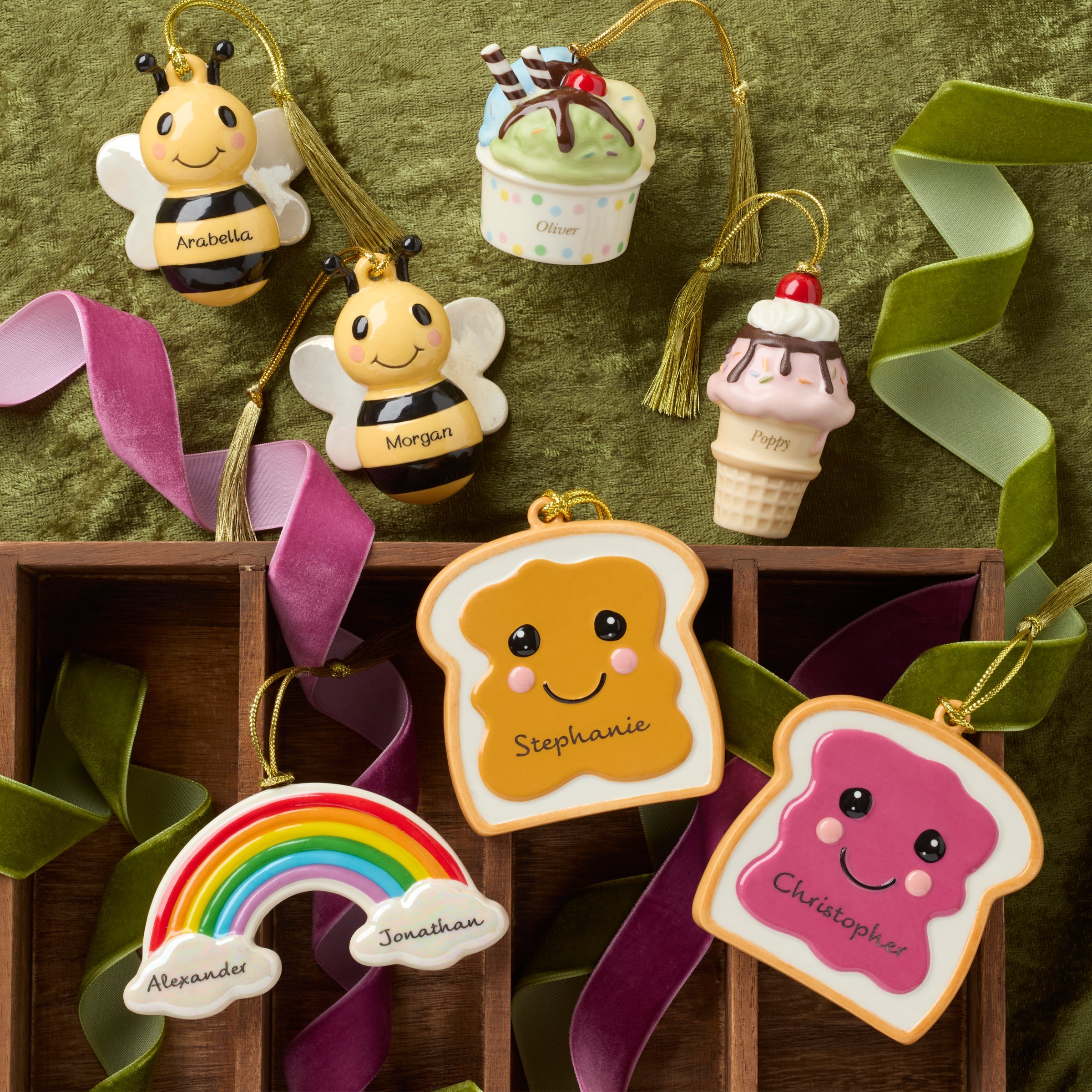 Personalized Bees 2-Piece Ornament Set
