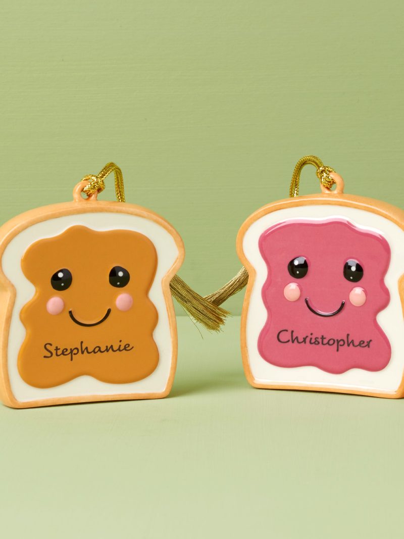 Personalized 2-Piece Peanut Butter & Jam Ornament Set